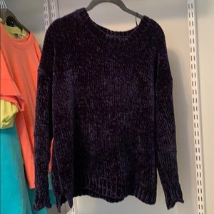 A navy,chenille sweater